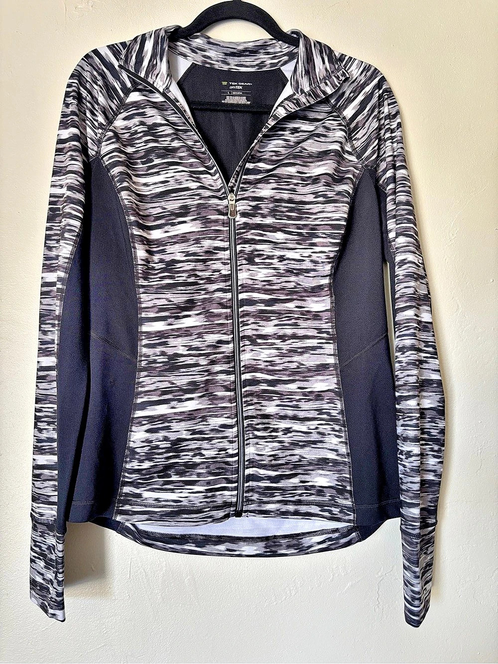 Trek Gear DryTek Women's Size LargeFull Zip Gray Black Jacket Athletic Outdoor